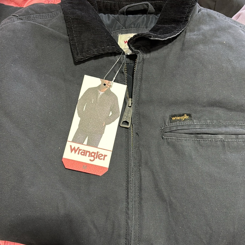 Wrangler Men's Workwear Jacket Quilted Lining Corduroy Collar GREY,Size S/M/L/XL - Picture 3 of 11